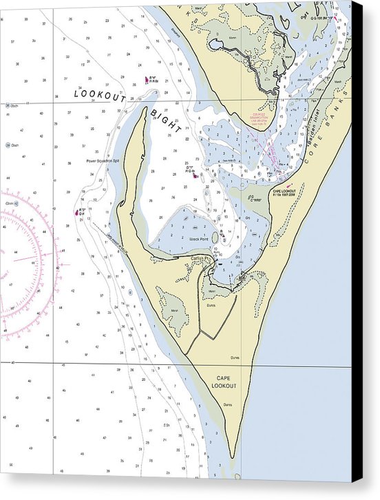 Cape Lookout North Carolina Nautical Chart - Canvas Print