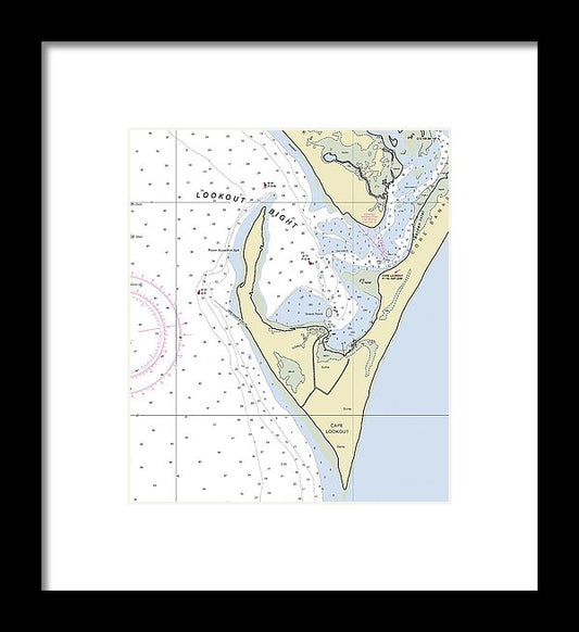 Cape Lookout North Carolina Nautical Chart - Framed Print