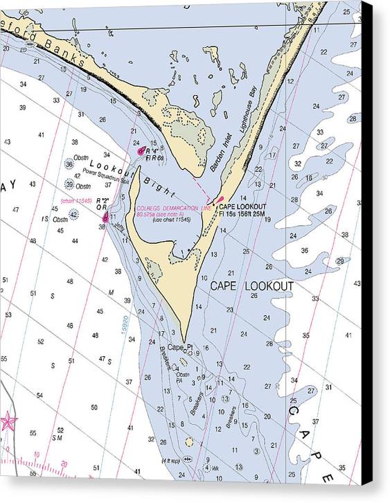 Cape Lookout -north Carolina Nautical Chart _v2 - Canvas Print