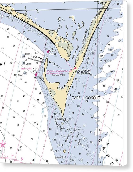 Cape Lookout -north Carolina Nautical Chart _v2 - Canvas Print