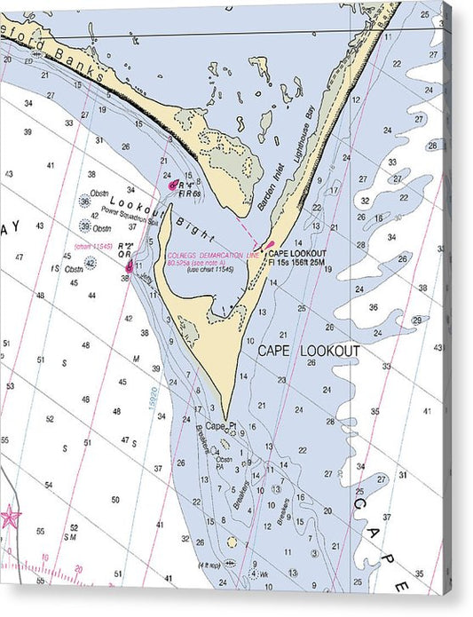 Cape Lookout -North Carolina Nautical Chart _V2  Acrylic Print
