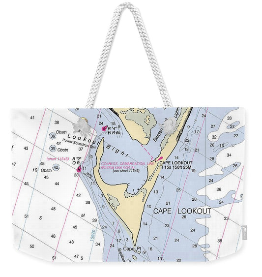 Cape Lookout -north Carolina Nautical Chart _v2 - Weekender Tote Bag