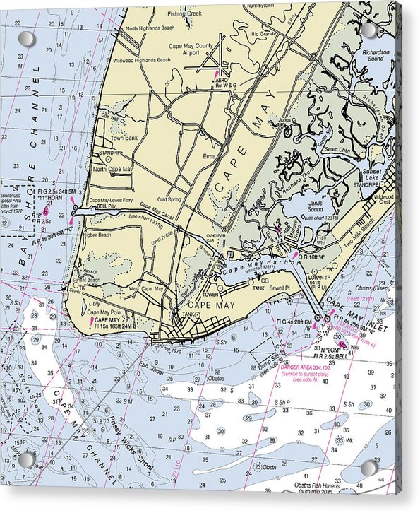 Cape May Inlet New Jersey Nautical Chart - Acrylic Print