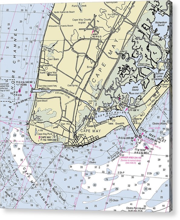 Cape May Inlet New Jersey Nautical Chart  Acrylic Print