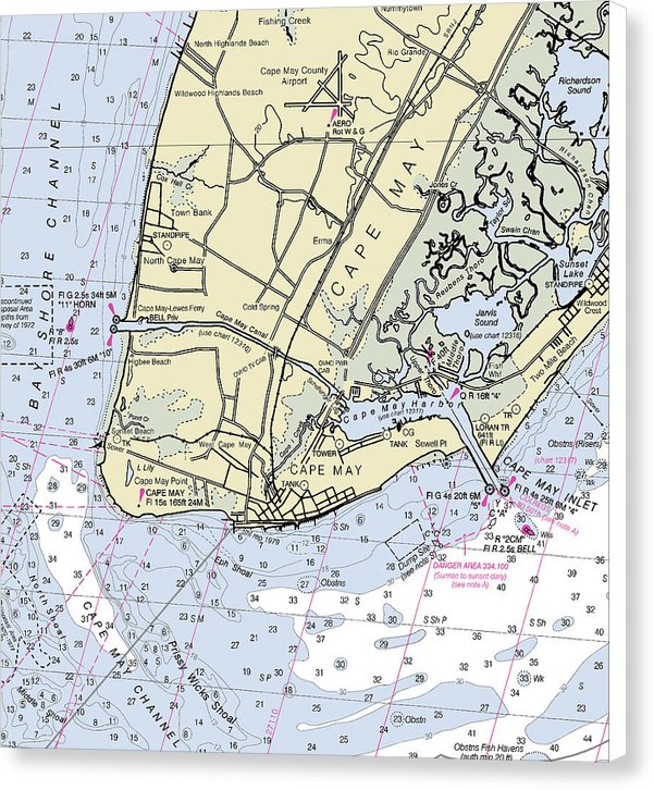 Cape May New Jersey Nautical Chart - Canvas Print
