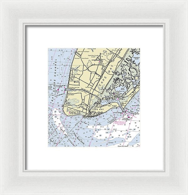 Cape May New Jersey Nautical Chart - Framed Print