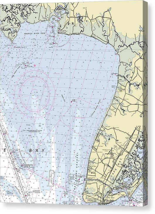 Cape May To Matts Landing New Jersey Nautical Chart Canvas Print