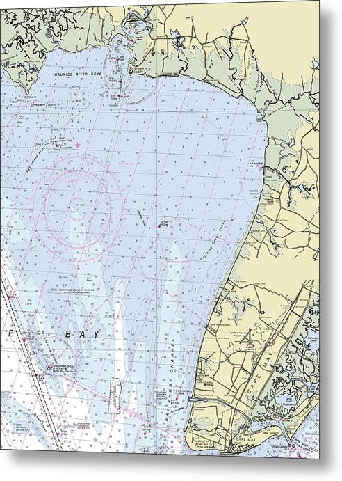 A beuatiful Metal Print of the Cape May To Matts Landing New Jersey Nautical Chart - Metal Print by SeaKoast.  100% Guarenteed!