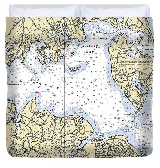 Cape Saint Claire Maryland Nautical Chart Duvet Cover