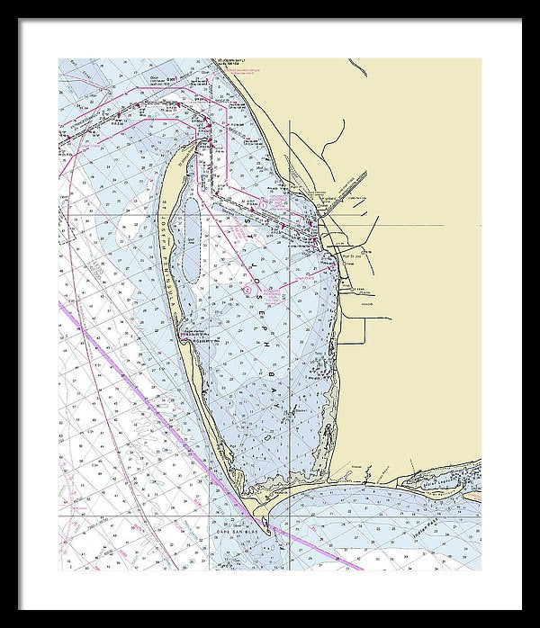 Cape San Blas Florida Nautical Chart - Framed Print