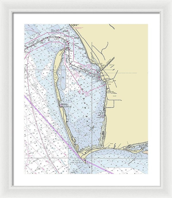 Cape San Blas Florida Nautical Chart - Framed Print