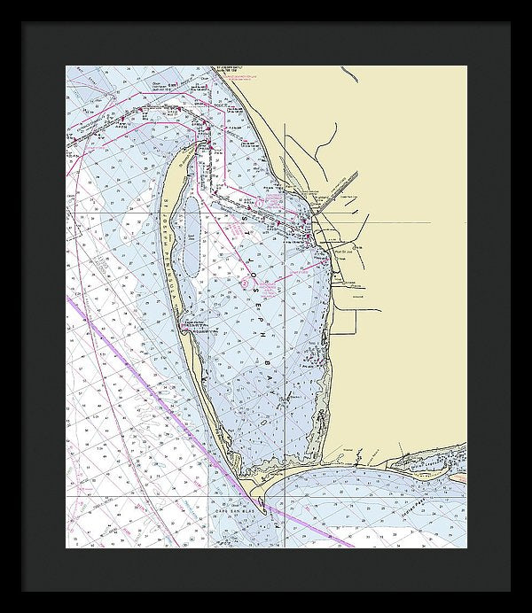 Cape San Blas Florida Nautical Chart - Framed Print