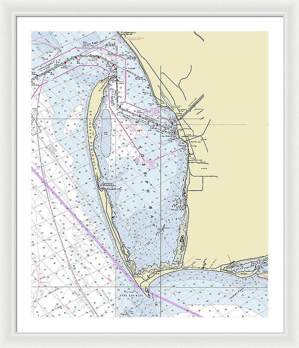 Cape San Blas Florida Nautical Chart - Framed Print