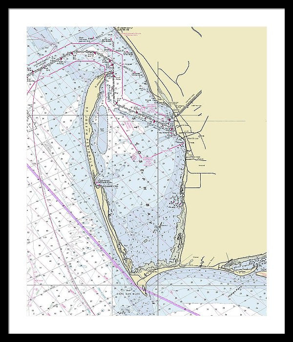 Cape San Blas Florida Nautical Chart - Framed Print