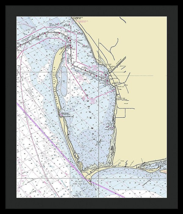 Cape San Blas Florida Nautical Chart - Framed Print