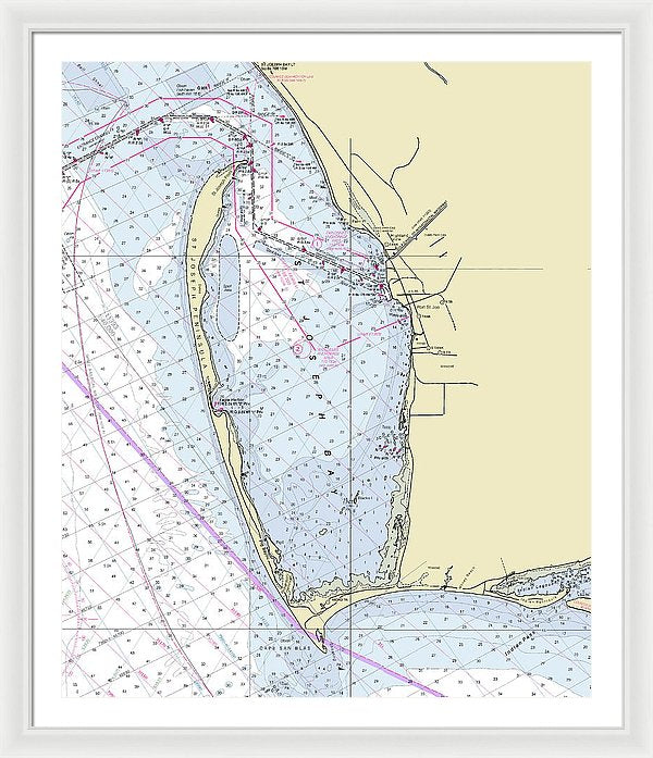 Cape San Blas Florida Nautical Chart - Framed Print