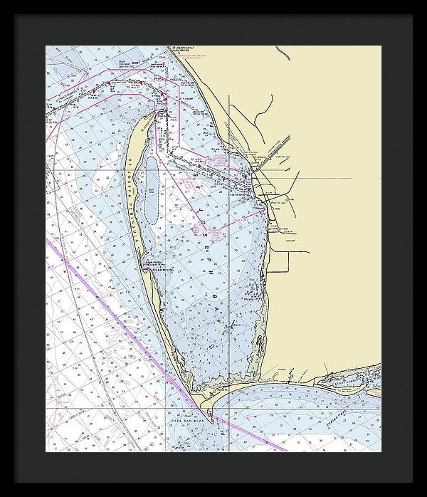 Cape San Blas Florida Nautical Chart - Framed Print