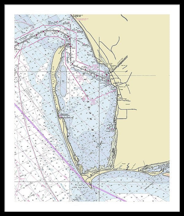 Cape San Blas Florida Nautical Chart - Framed Print