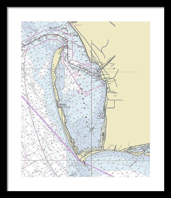 Cape San Blas Florida Nautical Chart - Framed Print