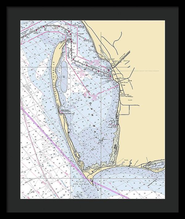 Cape San Blas -florida Nautical Chart _v6 - Framed Print