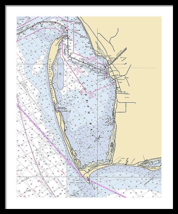 Cape San Blas -florida Nautical Chart _v6 - Framed Print