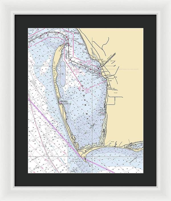 Cape San Blas -florida Nautical Chart _v6 - Framed Print