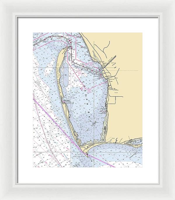 Cape San Blas -florida Nautical Chart _v6 - Framed Print