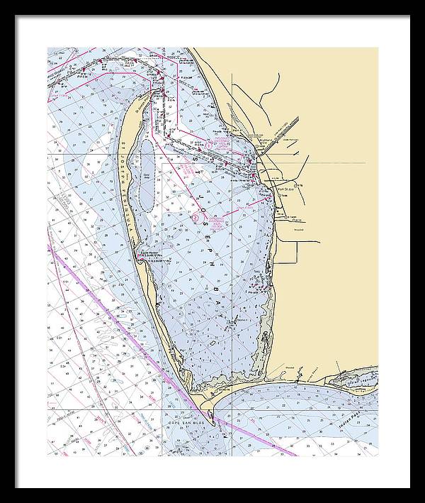 Cape San Blas -florida Nautical Chart _v6 - Framed Print