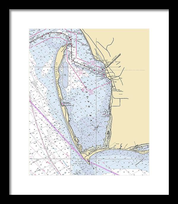 Cape San Blas -florida Nautical Chart _v6 - Framed Print