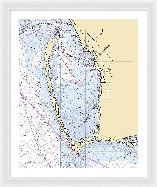 Cape San Blas -florida Nautical Chart _v6 - Framed Print