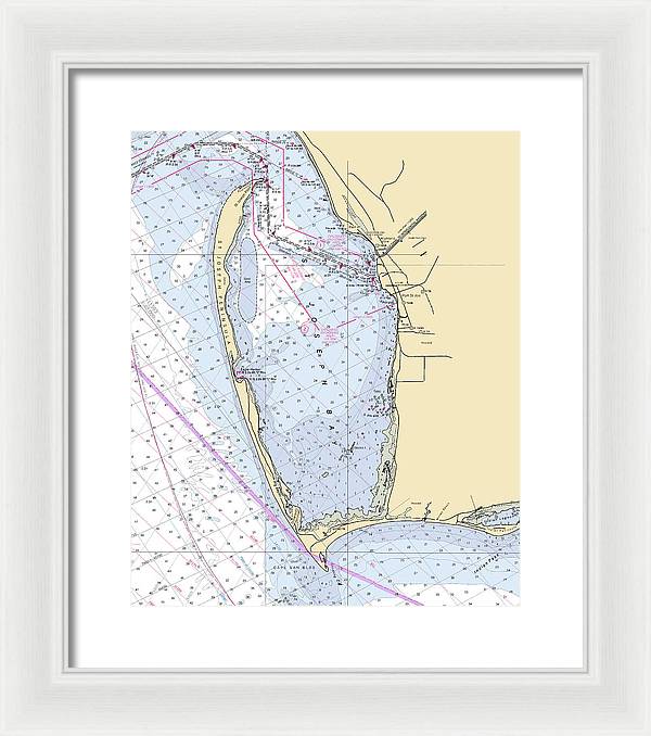 Cape San Blas -florida Nautical Chart _v6 - Framed Print