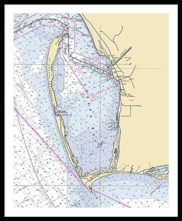 Cape San Blas -florida Nautical Chart _v6 - Framed Print