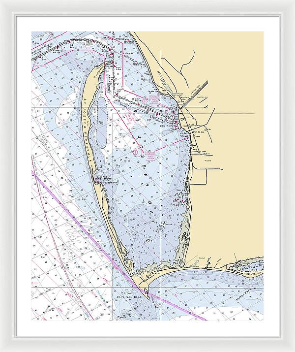 Cape San Blas -florida Nautical Chart _v6 - Framed Print