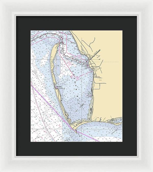 Cape San Blas -florida Nautical Chart _v6 - Framed Print