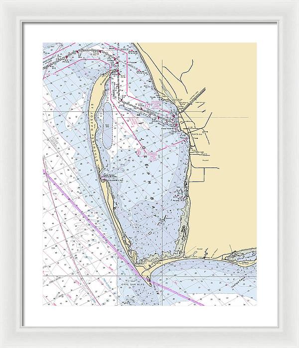 Cape San Blas -florida Nautical Chart _v6 - Framed Print