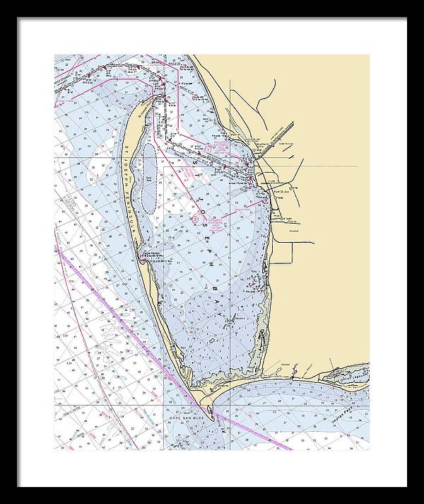 Cape San Blas -florida Nautical Chart _v6 - Framed Print