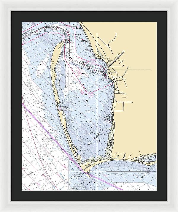 Cape San Blas -florida Nautical Chart _v6 - Framed Print