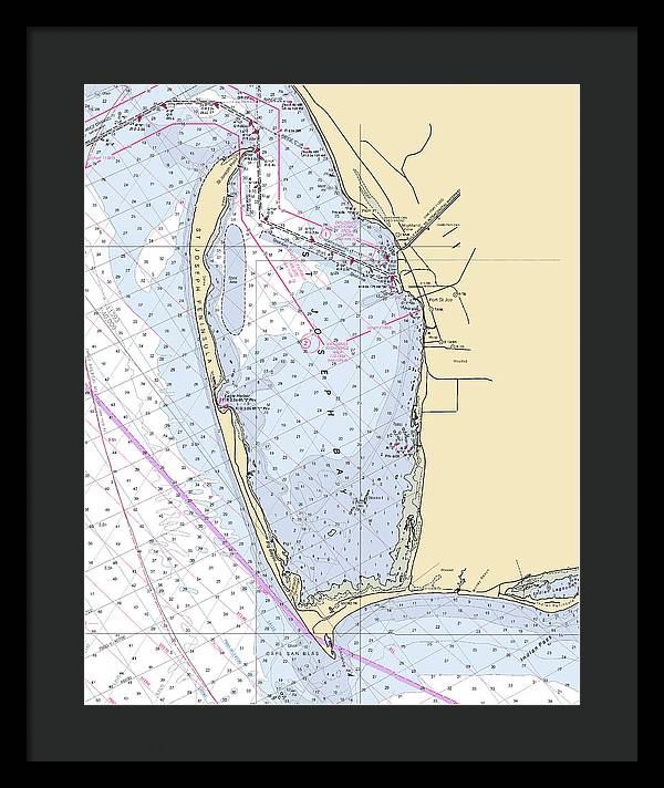 Cape San Blas -florida Nautical Chart _v6 - Framed Print