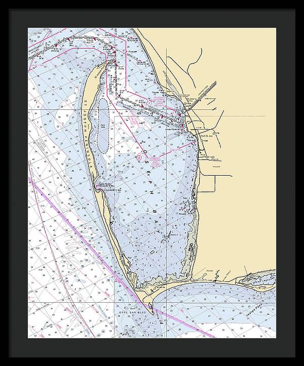 Cape San Blas -florida Nautical Chart _v6 - Framed Print