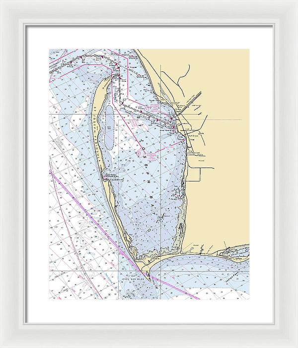 Cape San Blas -florida Nautical Chart _v6 - Framed Print