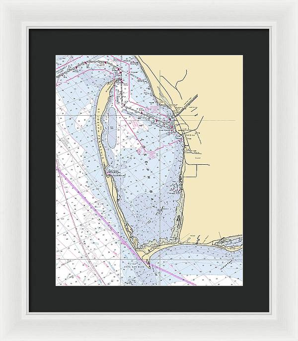 Cape San Blas -florida Nautical Chart _v6 - Framed Print