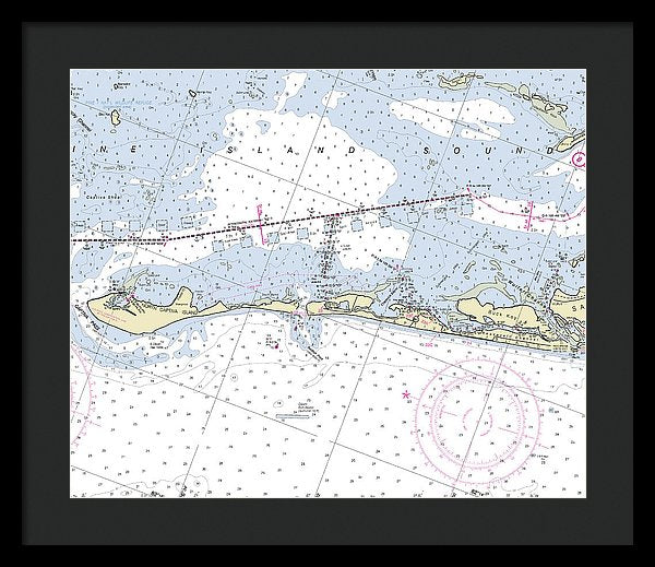 Captiva Island Florida Nautical Chart - Framed Print