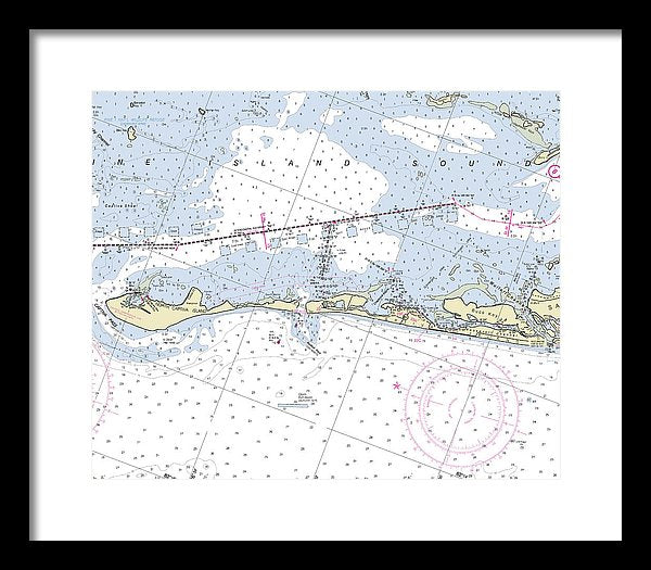 Captiva Island Florida Nautical Chart - Framed Print