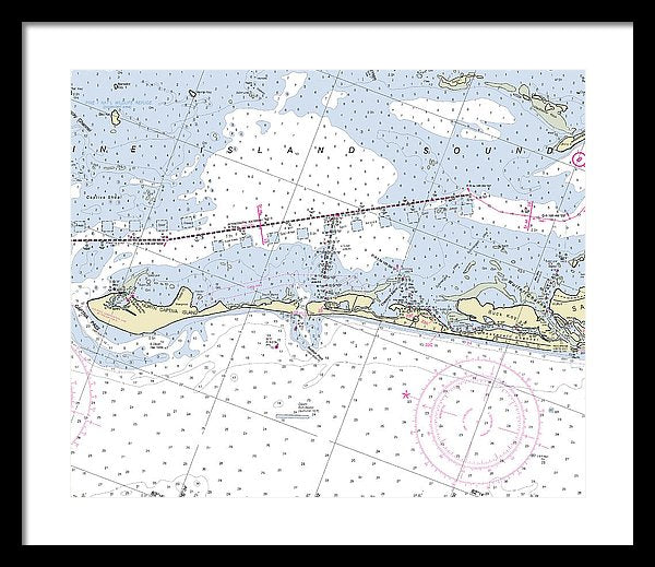 Captiva Island Florida Nautical Chart - Framed Print