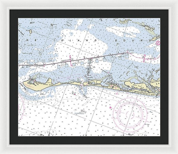 Captiva Island Florida Nautical Chart - Framed Print