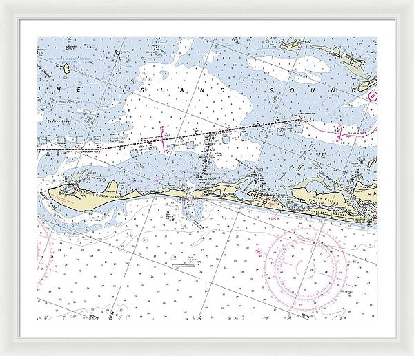 Captiva Island Florida Nautical Chart - Framed Print