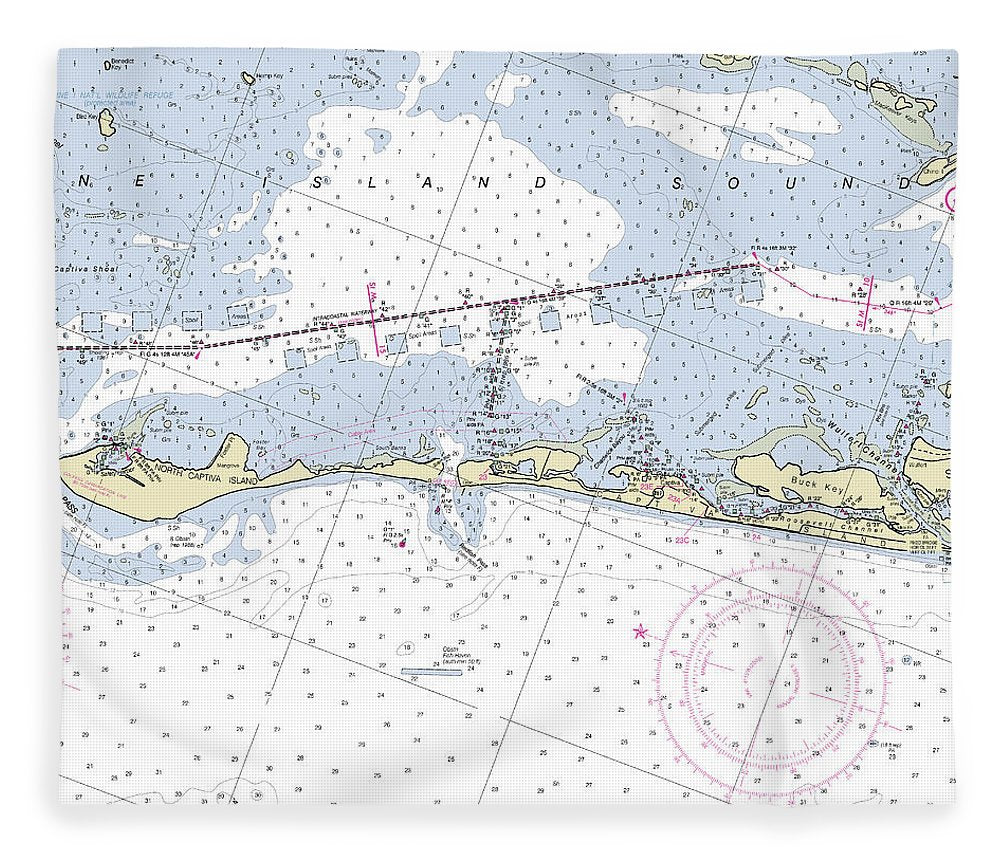 Captiva Island Florida Nautical Chart Blanket