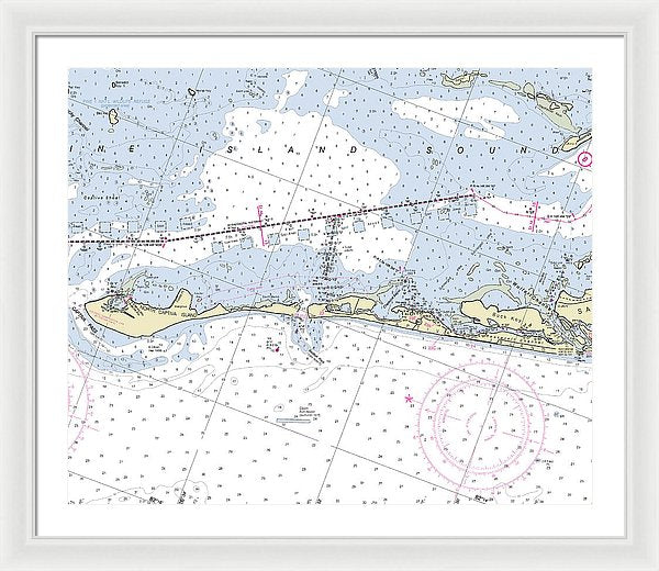 Captiva Island Florida Nautical Chart - Framed Print