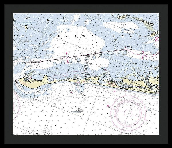 Captiva Island Florida Nautical Chart - Framed Print