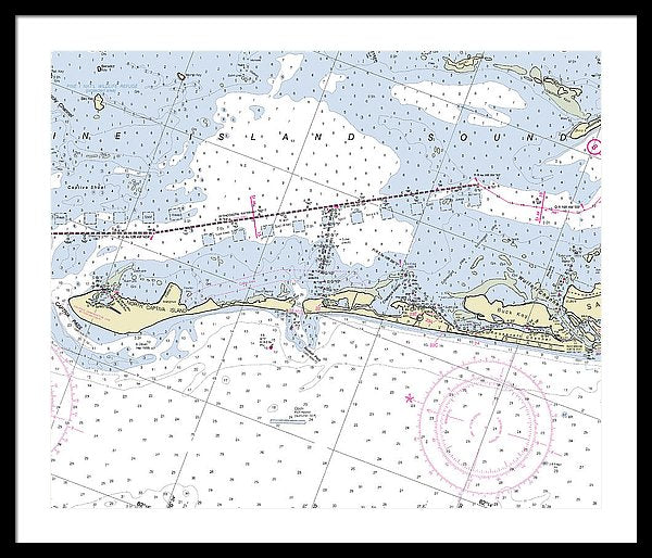 Captiva Island Florida Nautical Chart - Framed Print